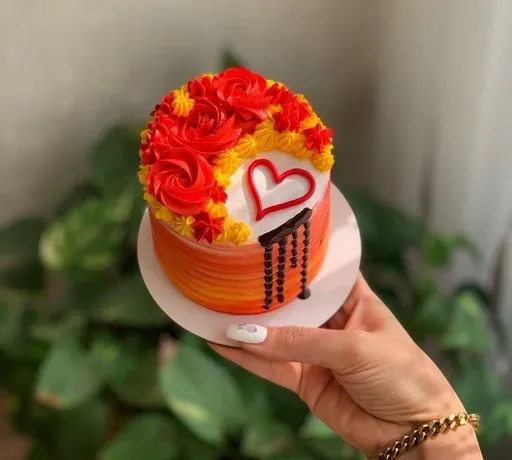 Chocolate Dipping From Her Heart Cake